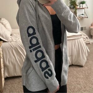 Adidas Gray Hoodie with Navy Logo